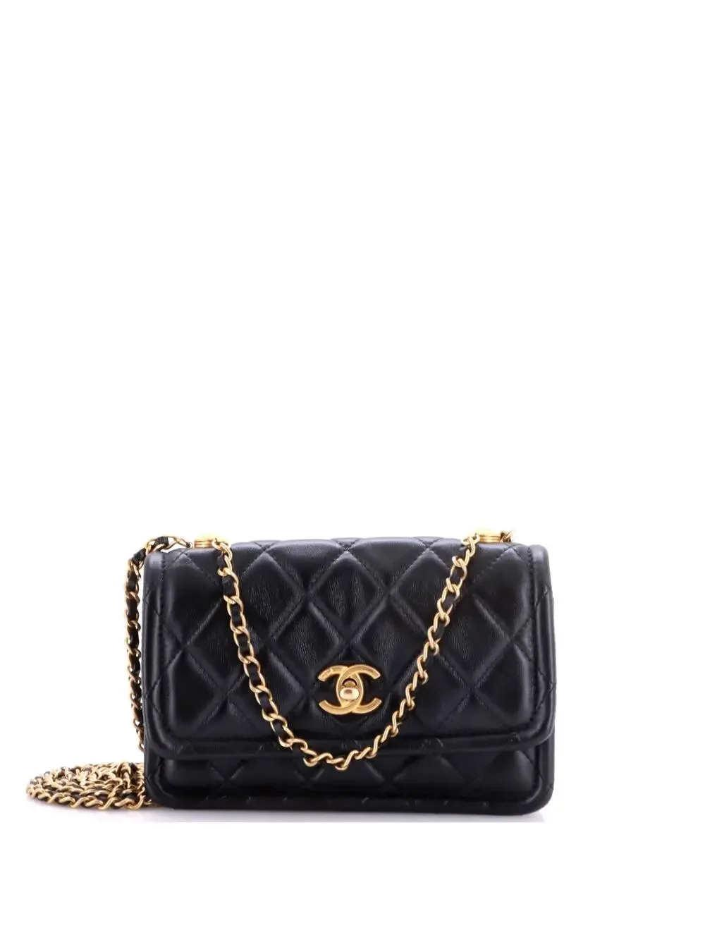 Chanel Button On Top Flap Clutch With #343036C46B